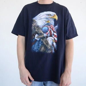 Vintage Anvil Black Eagles Light of Freedom Design Pre-Shrunk Short Sleeve Tee